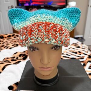 Playful Crochet Beanie with Cat Ears